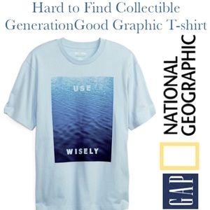 National Geographic Generation Good Use Wisely Blue RARE Hard To Find Graphic T